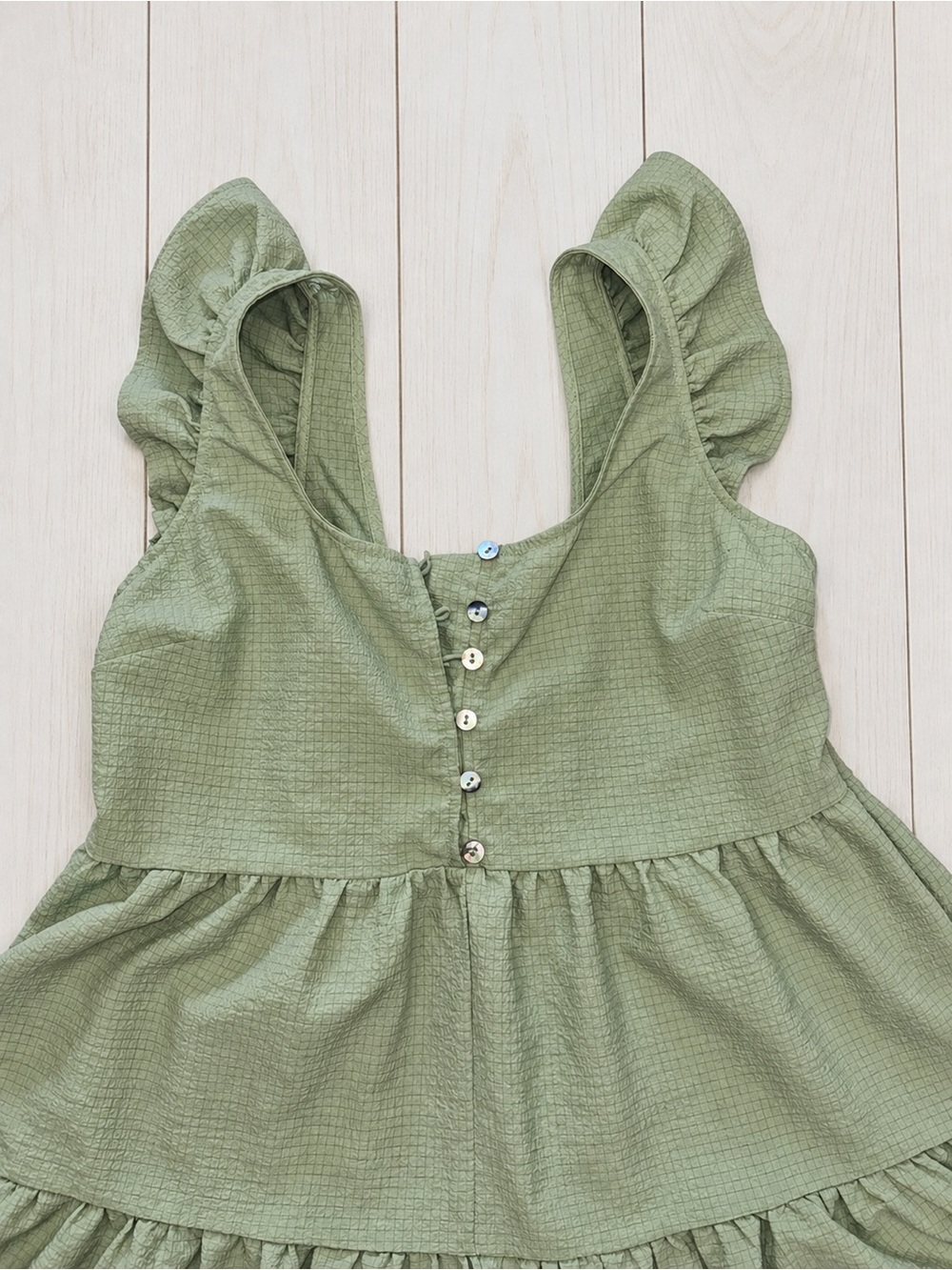 Green Ruffle Sleeve One-Piece Romper - Picture 5 of 5